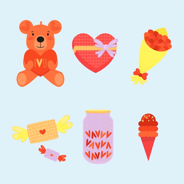 Free Vector hand drawn valentine's day element collection