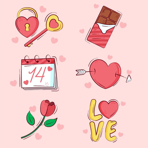 Hand drawn valentine's day element collection