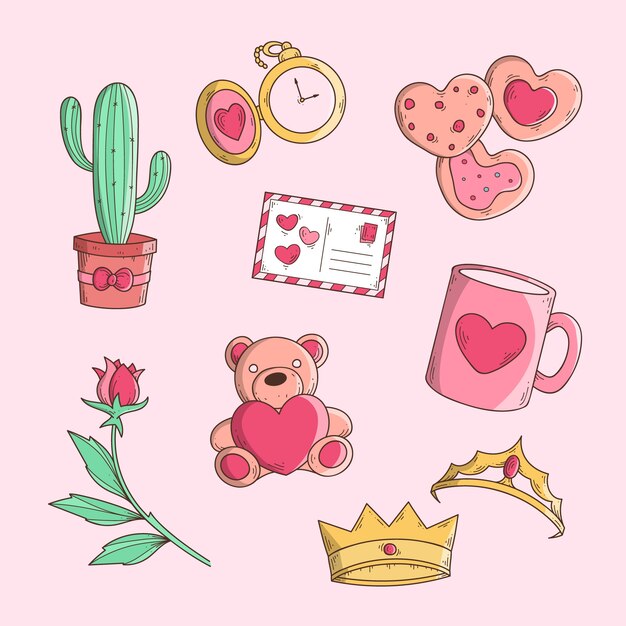 Hand drawn valentine's day element collection