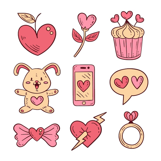 Hand drawn valentine's day element collection