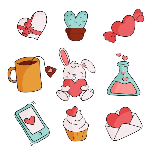 Free Vector hand drawn valentine's day element collection