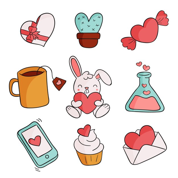 Hand drawn valentine's day element collection