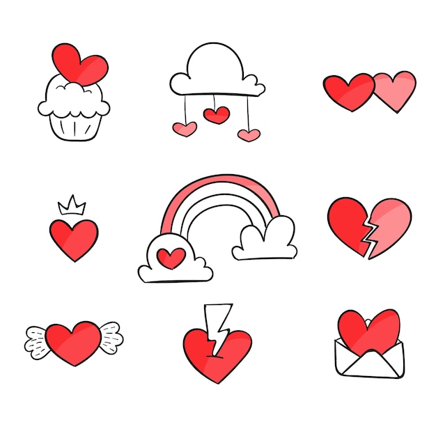 Hand drawn valentine's day element collection