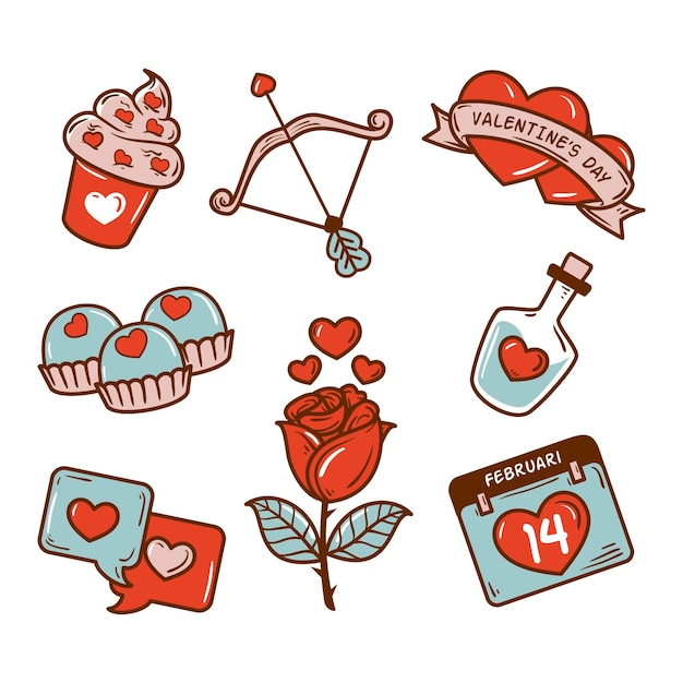 Free vector hand drawn valentine's day element collection