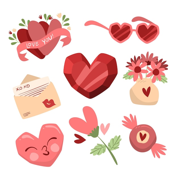 Free vector hand drawn valentine's day element collection