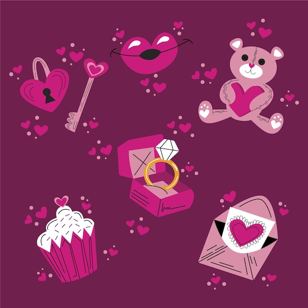 Free vector hand drawn valentine's day element collection