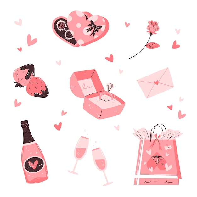 Free Vector hand drawn valentine's day element collection