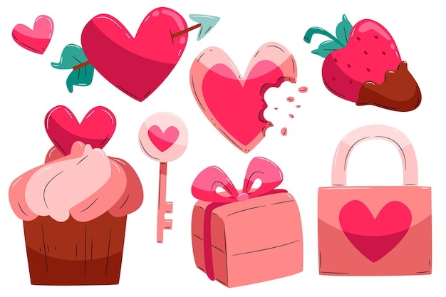 Hand drawn valentine's day element pack