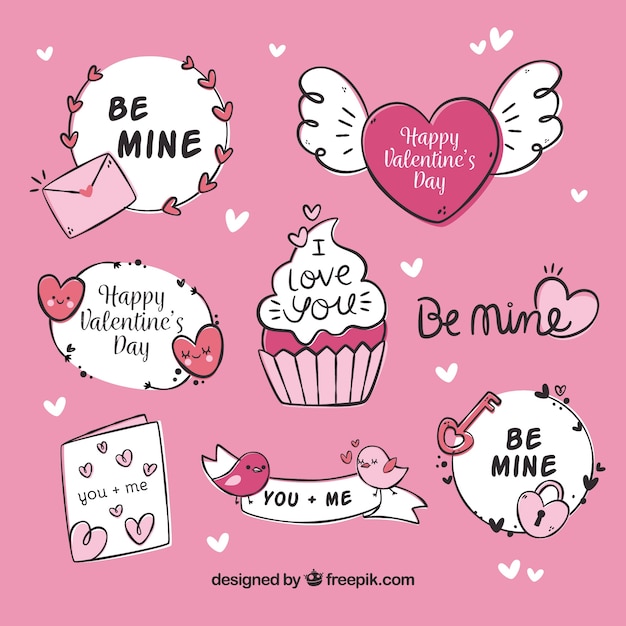 Hand drawn valentine's day elements collection