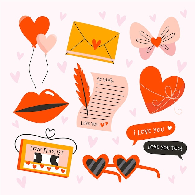 Free Vector hand drawn valentine's day elements pack