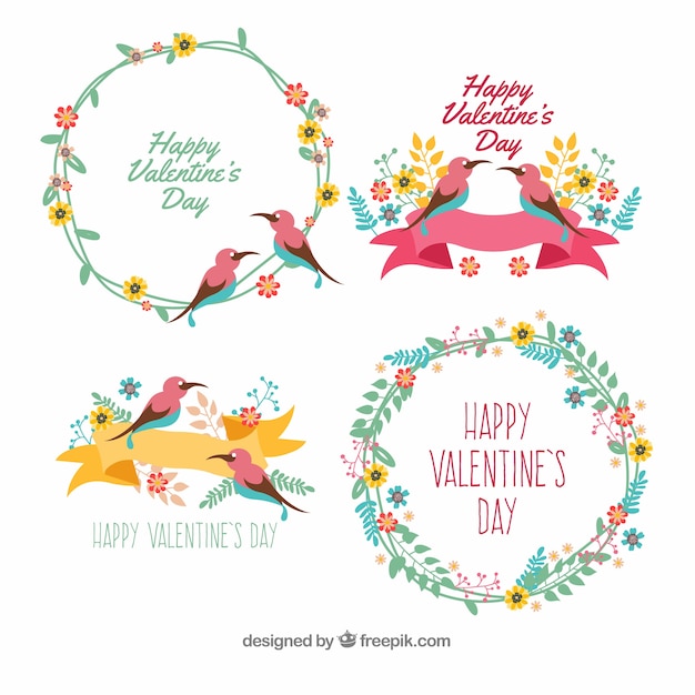 Hand drawn valentine's day floral wreaths & bouquets