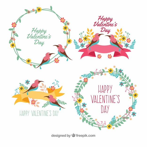 Hand drawn valentine's day floral wreaths & bouquets