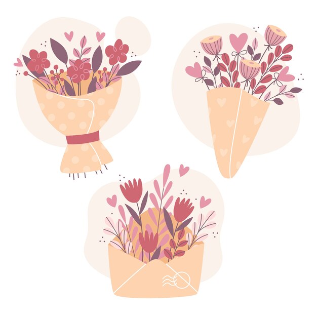 Hand drawn valentine's day flowers illustration