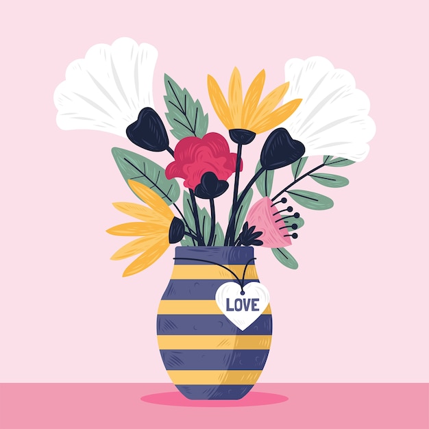 Hand drawn valentine's day flowers illustration