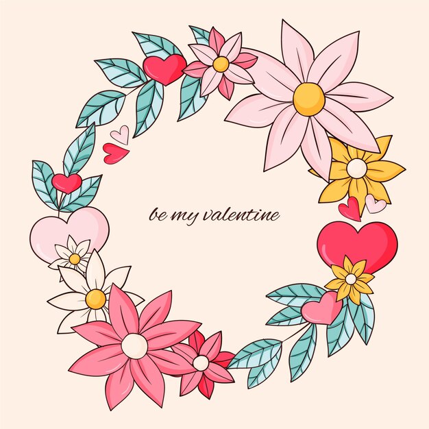 Hand drawn valentine's day flowers illustration