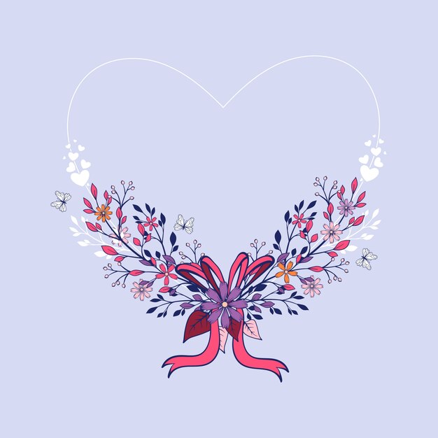 Hand drawn valentine's day flowers illustration