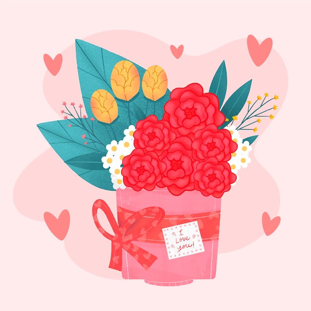 Hand drawn valentine's day flowers illustration