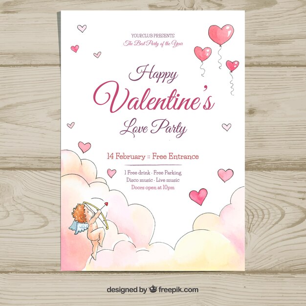 Hand drawn valentine's day flyer/poster template 