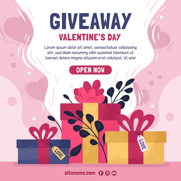 Hand drawn valentine's day giveaway illustration