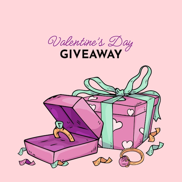 Hand drawn valentine's day giveaway illustration