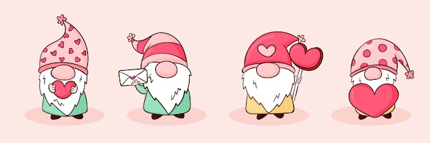 Free Vector hand drawn valentine's day gnomes collection