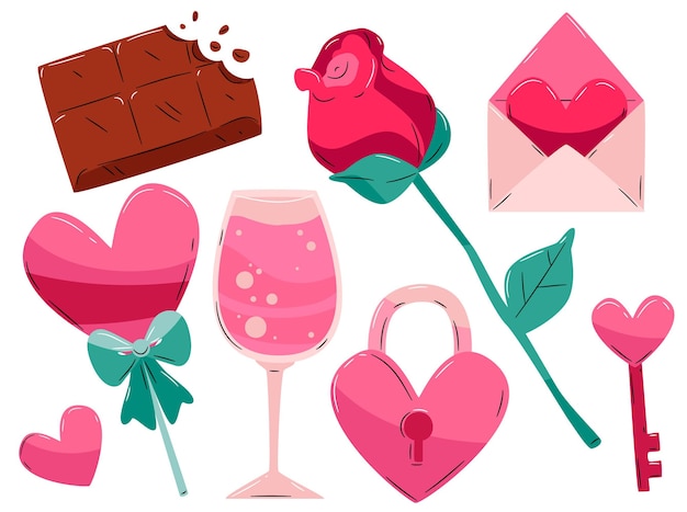 Hand drawn valentine's day illustrated element collection