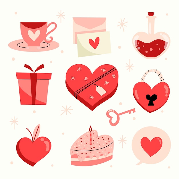 Free Vector hand drawn valentine's day illustrated element pack