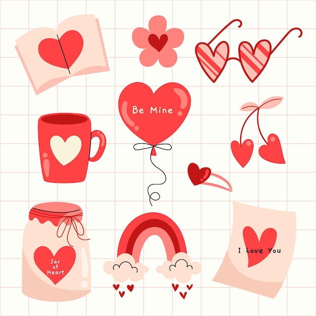 Hand drawn valentine's day illustrated element set