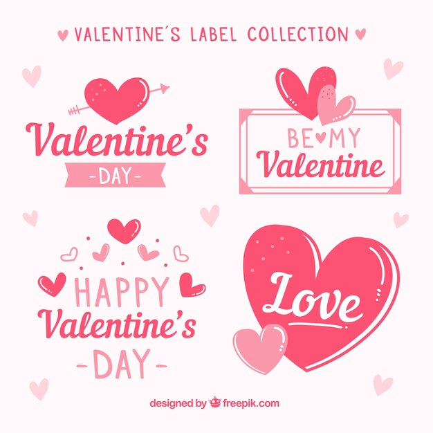 Hand drawn valentine's day label/badge collection