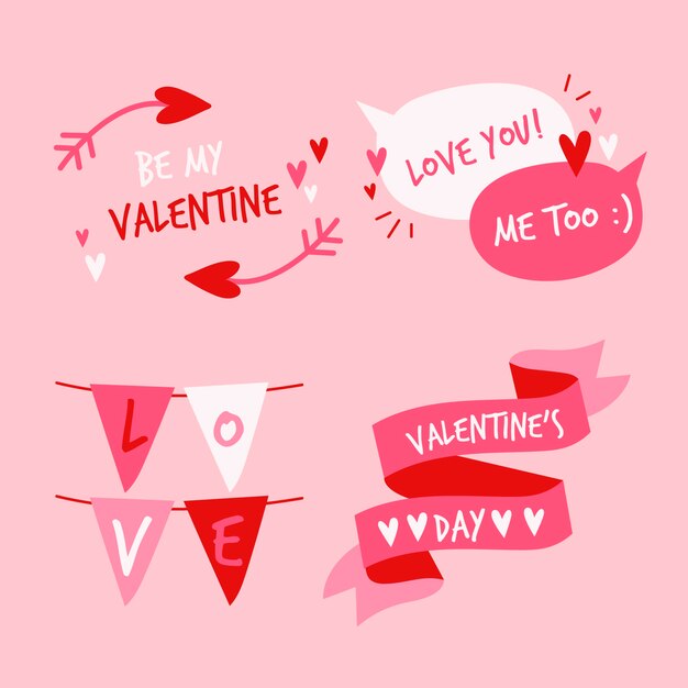 Hand drawn valentine's day label collection