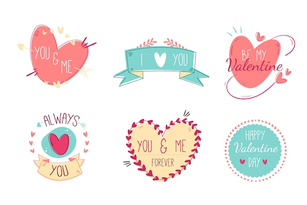 Hand drawn valentine's day label collection