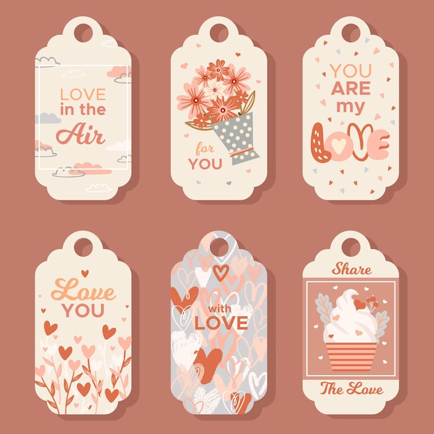 Free Vector hand drawn valentine's day label set