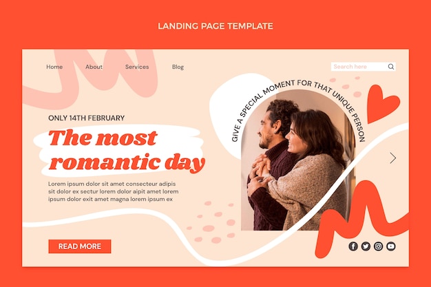 Free vector hand drawn valentine's day landing page template