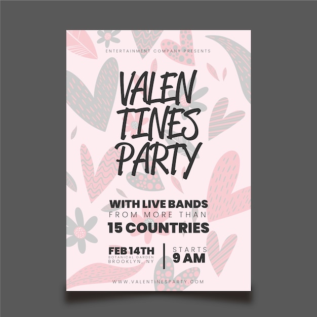 Free vector hand drawn valentine's day party flyer/poster template