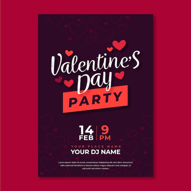 Free vector hand drawn valentine's day party flyer template