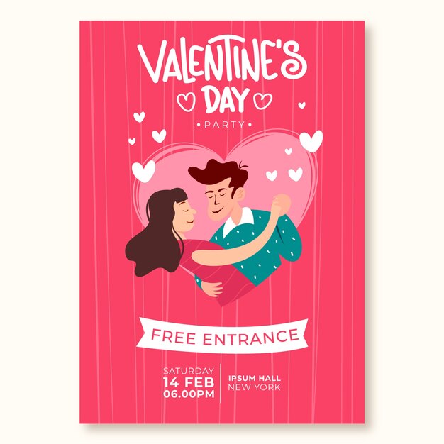 Hand drawn valentine's day party poster template