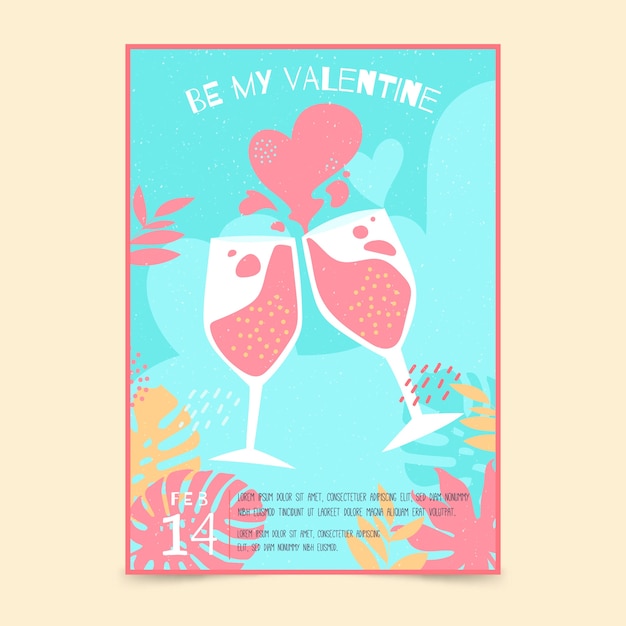 Free Vector hand drawn valentine's day party poster template