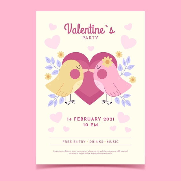 Hand-drawn valentine's day party poster template