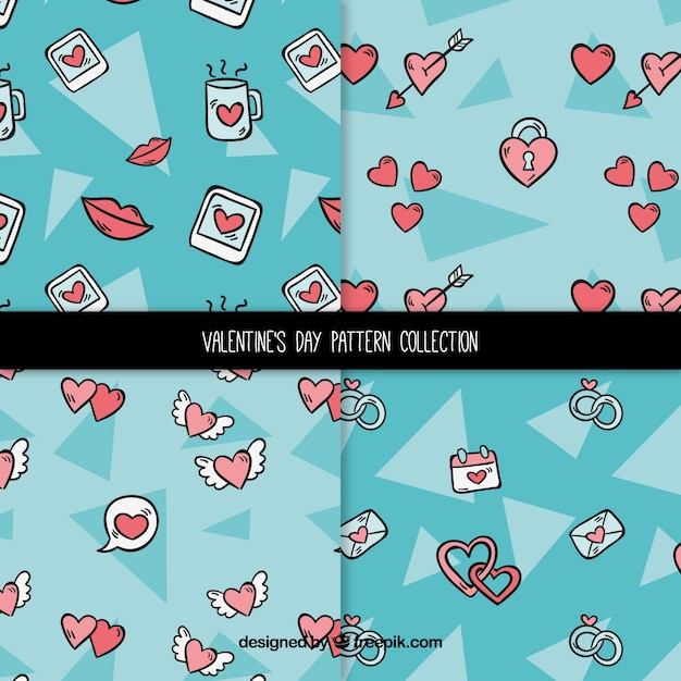 Free Vector hand drawn valentine's day pattern collection