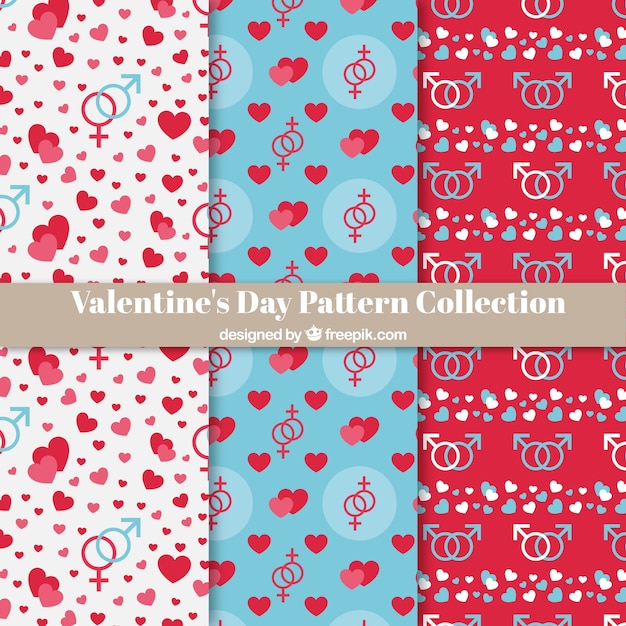 Hand drawn valentine's day pattern collection