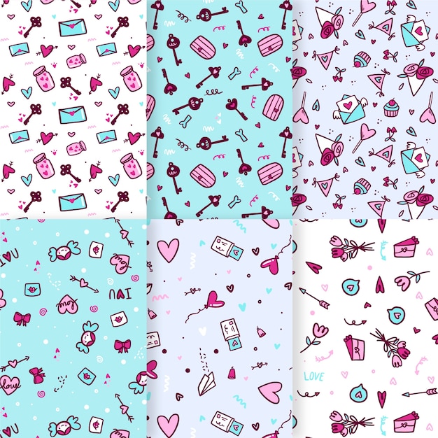 Free Vector hand drawn valentine's day pattern collection