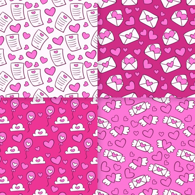 Hand drawn valentine's day pattern collection