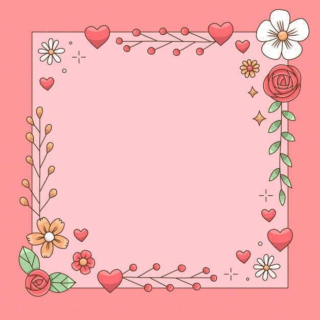 Hand drawn valentine's day photo frame template