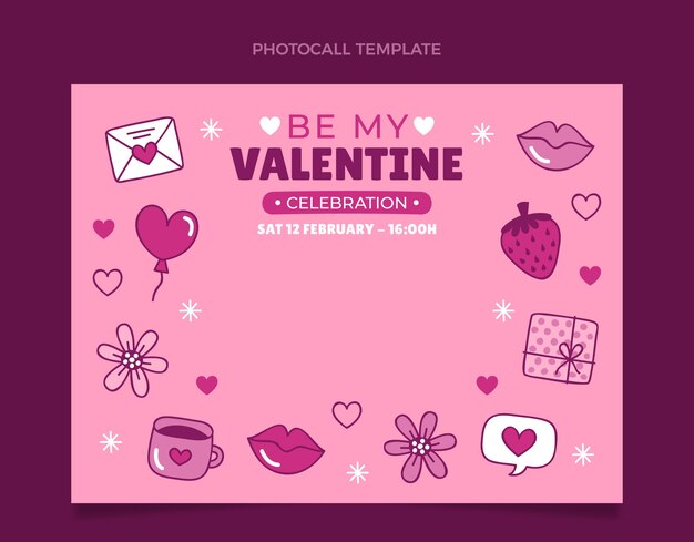 Hand drawn valentine's day photocall template