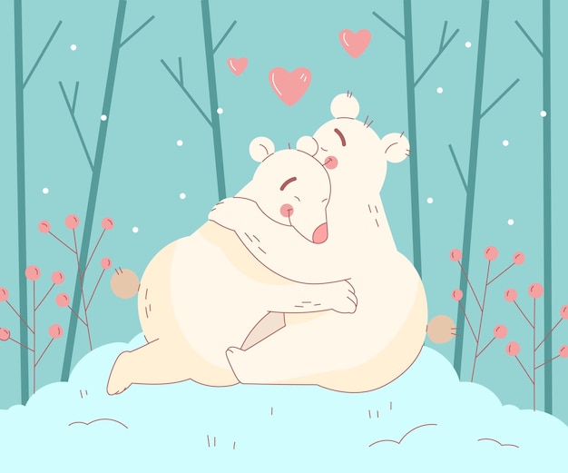 Free Vector hand drawn valentine's day polar bears couple