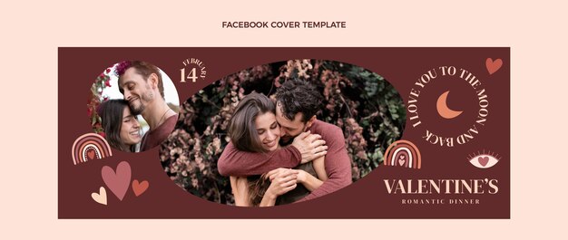 Hand drawn valentine's day social media cover template