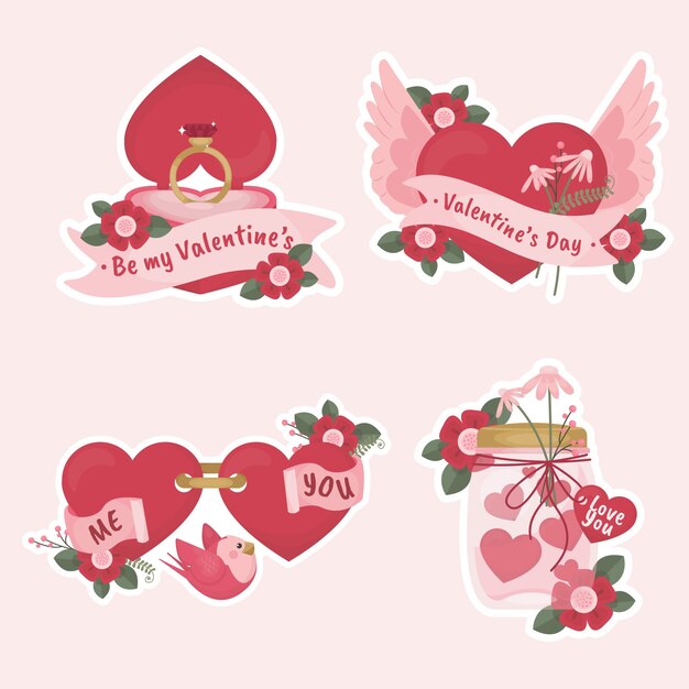 Hand drawn valentine's day stickers collection