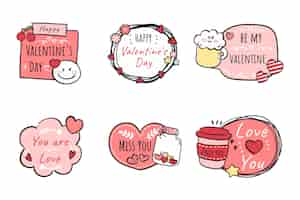 Free vector hand drawn valentine's day stickers collection