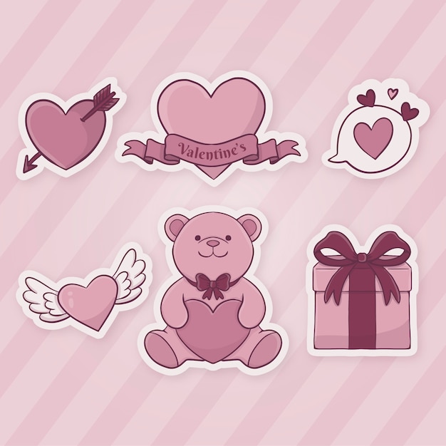 Hand drawn valentine's day stickers collection