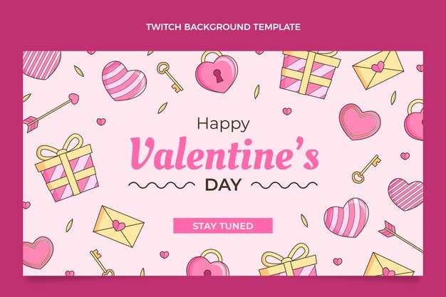 Hand drawn valentine's day twitch background